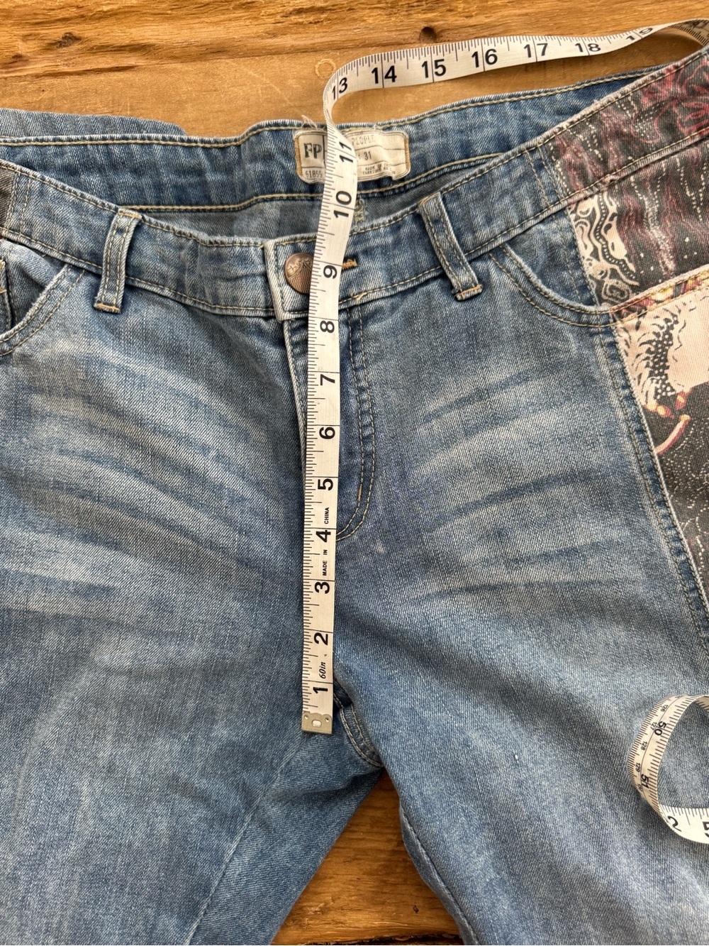 RARE Free People Bali Patchwork Flared Bell Botton Low Rise  Jeans ~ Size 31 🔥 - Picture 10 of 11
